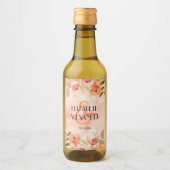 Waterverf Oranje Floral Wedding Mini Wijn Etiket (Voorkant)