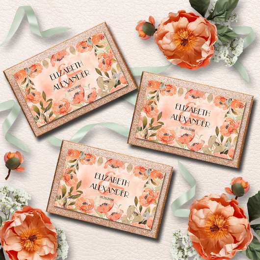 Waterverf Oranje Floral Wedding Rechthoekige Sticker