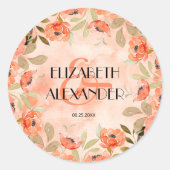 Waterverf Oranje Floral Wedding Ronde Sticker (Voorkant)