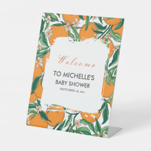Waterverf Oranje fruit Baby Shower Welkom Voetstu Reclamebord Met Voetstuk
