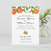 Waterverf Oranje fruit huwelijksuitnodiging Aankondiging (Staand voorkant)