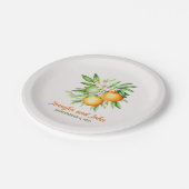 Waterverf Oranje fruitbotanische bruiloft Papieren Bordje (Gekanteld)