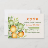 Waterverf Oranje fruitbotanische bruiloft RSVP Kaartje (Achterkant)