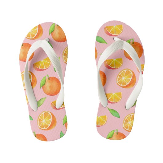 Waterverf Oranje fruitpatroon Kinder Teenslippers (Voetbed)