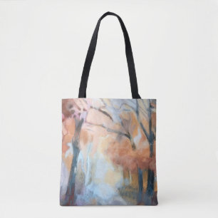 Waterverf oranje geelbruine grijsbomen herfst tote bag