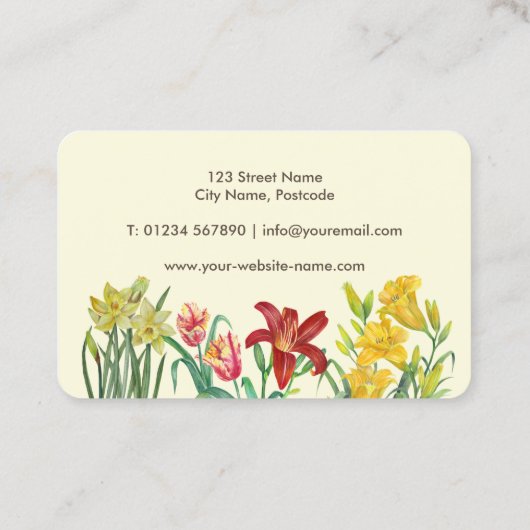 Waterverf Oranje gele lentbloemen Visitekaartje (Achterkant)
