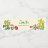 Waterverf Oranje gele lentbloemen Waterfles Etiket (Enkel label)