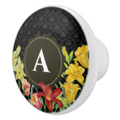 Waterverf Oranje gele lentevloeren Damask Keramische Knop (Rechts)