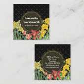 Waterverf Oranje gele lentevloeren Damask Vierkante Visitekaartje (Voorkant / Achterkant)
