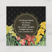 Waterverf Oranje gele lentevloeren Damask Vierkante Visitekaartje (Achterkant)