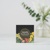 Waterverf Oranje gele lentevloeren Damask Vierkante Visitekaartje (Staand voorkant)