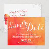 Waterverf, oranje geverfd, met de datumkaart bewar aankondigingskaart (Voorkant / Achterkant)