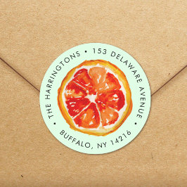 Waterverf Oranje handgetekende citrus retouradres Ronde Sticker