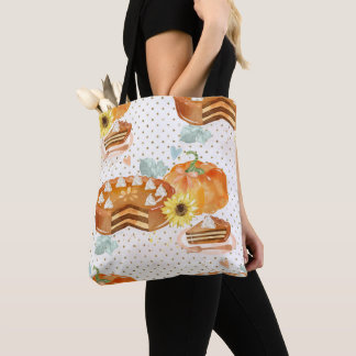 WATERVERF ORANJE HERFST POMPOENEN EN TAARTEN TOTE BAG