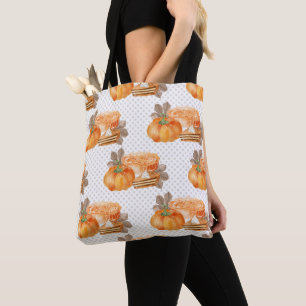 WATERVERF ORANJE HERFST POMPOENEN EN TAARTEN TOTE BAG