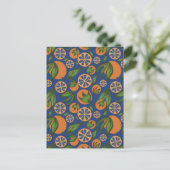 Waterverf Oranje Indigo Fruit Pattern Briefkaart (Staand voorkant)