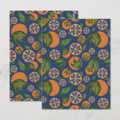 Waterverf Oranje Indigo Fruit Pattern Briefkaart (Voorkant / Achterkant)