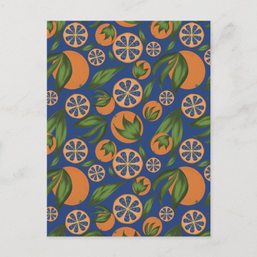 Waterverf Oranje Indigo Fruit Pattern Briefkaart (Voorkant)