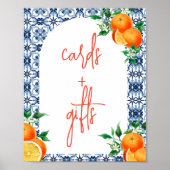 Waterverf Oranje Italiaans Kaarten & Cadeaubordje Poster (Voorkant)