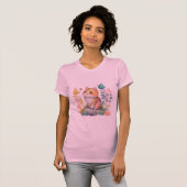 Waterverf Oranje Kat met bloemen T-shirt (Voorkant volledig)