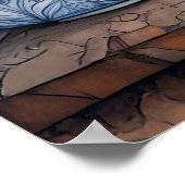 Waterverf Oranje kat met citroenthee Poster (Hoek)