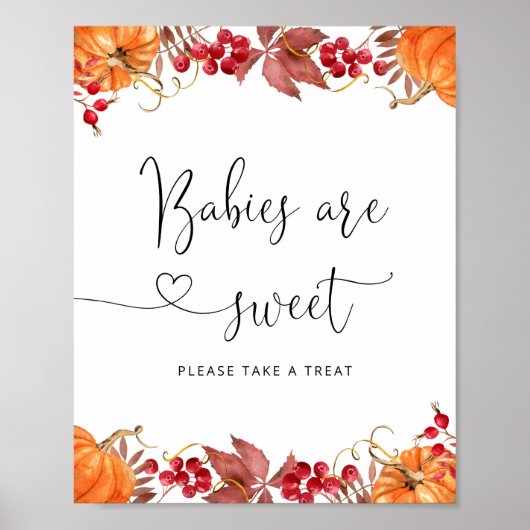 Waterverf oranje kleine pompoen baby's zijn zoet poster (Voorkant)