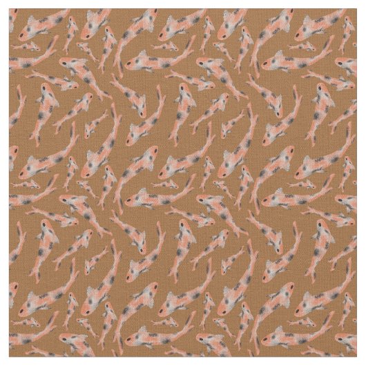 Waterverf Oranje Koi Fish Pattern Stof (Close Up)