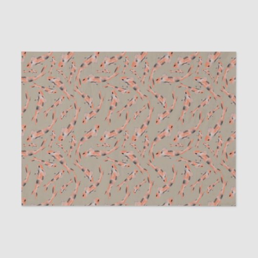 Waterverf Oranje Koi Fish Taupe Pattern Tissuepapier (Voorkant)