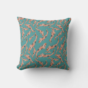 Waterverf Oranje Koi Fish Turquoise Pattern Kussen
