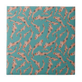 Waterverf Oranje Koi Fish Turquoise Pattern Tegeltje (Voorkant)