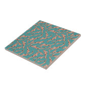 Waterverf Oranje Koi Fish Turquoise Pattern Tegeltje (Zijkant)