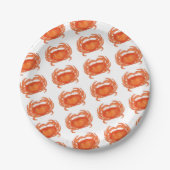 Waterverf Oranje krab Vis en zeevruchten Papieren Bordje (Voorkant)