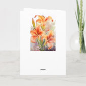 Waterverf Oranje lente daglelies daglelie Kaart (Achterkant)