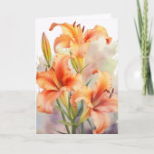 Waterverf Oranje lente daglelies daglelie Kaart (Voorkant)