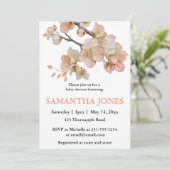 Waterverf oranje lenteboom bloesems kaart (Staand voorkant)