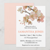 Waterverf oranje lenteboom bloesems kaart (Voorkant / Achterkant)