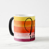 Waterverf oranje letter M naam koffie mok (Voorkant links)