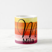 Waterverf oranje letter M naam koffie mok (Center)