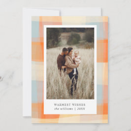 Waterverf | Oranje lichtblauwe foto van Cream Feestdagenkaart