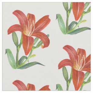Waterverf Oranje Lily Botanische illustratie Stof