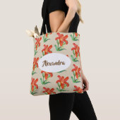 Waterverf Oranje Lily Floral Art Tote Bag (Dichtbij)