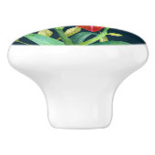 Waterverf Oranje Lily Illustration Dark Blue Keramische Knop (Zijkant)