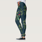 Waterverf Oranje Lily Illustration Dark Turquoise Leggings (Links)