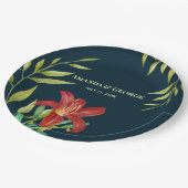 Waterverf Oranje Lily Illustration Dark Turquoise Papieren Bordje (Gekanteld)