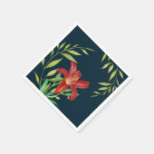 Waterverf Oranje Lily Illustration Dark Turquoise Servet (Hoek)