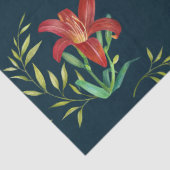 Waterverf Oranje Lily Illustration Dark Turquoise Tissuepapier (Detail)