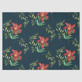 Waterverf Oranje Lily Illustration Dark Turquoise Tissuepapier