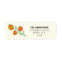 Waterverf Oranje Mariggets Floral Return Address