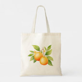 Waterverf Oranje Met Bloem Tote Bag (Achterkant)
