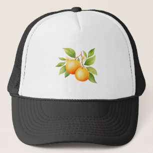 Waterverf Oranje Met Bloem Trucker Pet